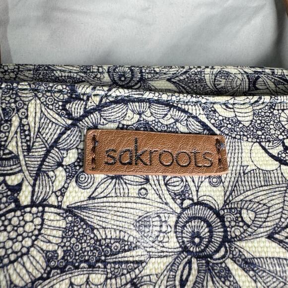 Sakroots Metro 2 Handle Tote Bag Navy and White Durable Purse Coated Canvas Bag - Picture 15 of 16